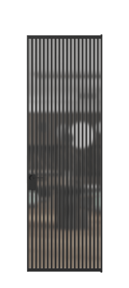 Алюминиевая дверь АЛПЛ040.06 Алюминий Черный Сатинированное стекло "Мателюкс Кристал Вижн", калёное, матовое, каленое 6 мм Цена 192770  | Volhovec