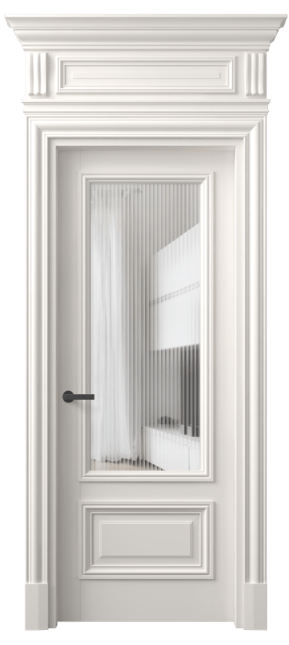 Межкомнатная дверь Antique 7306 Бук пудровый белый Рифлёное стекло "Moru", триплекс, 8 мм Цена 187800 сом | Volhovec