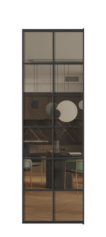 Алюминиевая дверь АЛПЛ040.05 Алюминий Черный Прозрачное бронзовое стекло, триплекс Цена 124530  | Volhovec