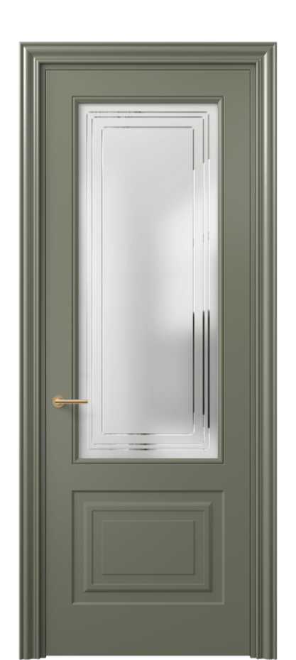 Межкомнатная дверь Mascot 8452 Матовый оливковый тёмный Сатинированное стекло с гравировкой "Грани", триплекс, 7 мм Цена 62079 ₽ | Volhovec