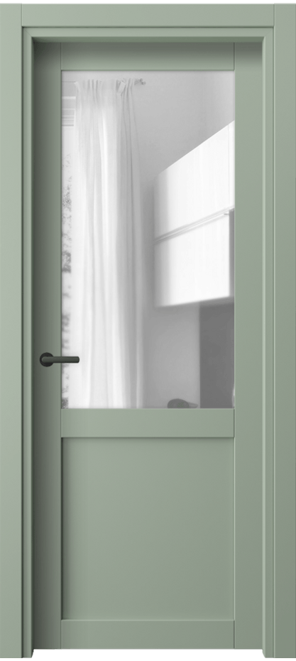 Межкомнатная дверь Neo// 2122 ПЭТ светло-оливковый Прозрачное стекло, триплекс Цена 24399 ₽ | Volhovec