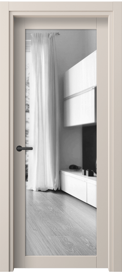 Межкомнатная дверь Neo 2102 ПЭТ пудровый бежевый Двустороннее зеркало, триплекс Цена 25359 ₽ | Volhovec