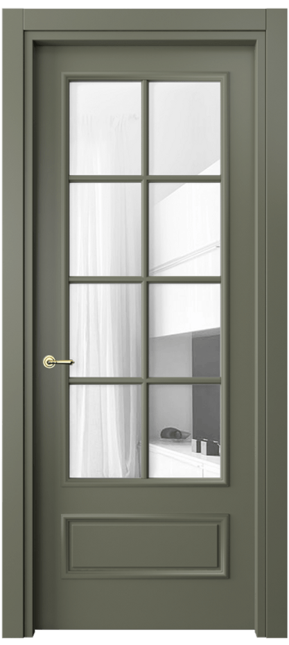 Межкомнатная дверь Paris 8112 Матовый оливковый тёмный Прозрачное стекло, 4 мм Цена 72399 ₽| Volhovec