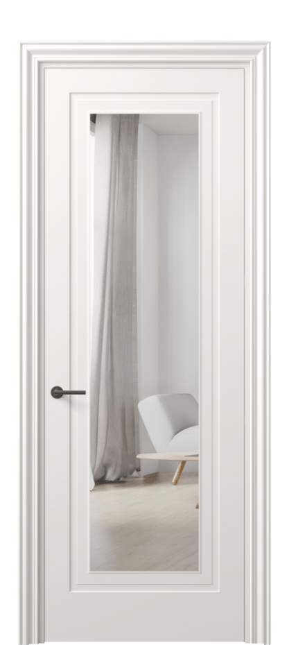 Межкомнатная дверь Mascot 8403 Матовый пудровый белый Двустороннее зеркало, триплекс Цена 77699 ₽ | Volhovec