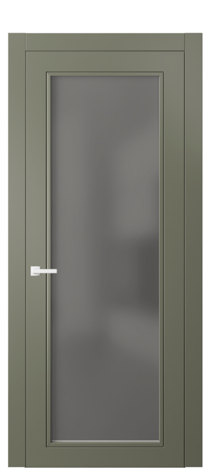 Межкомнатная дверь Neo Classic 8000 Матовый оливковый тёмный Сатинированное серое стекло, триплекс Цена 74699 ₽ | Volhovec