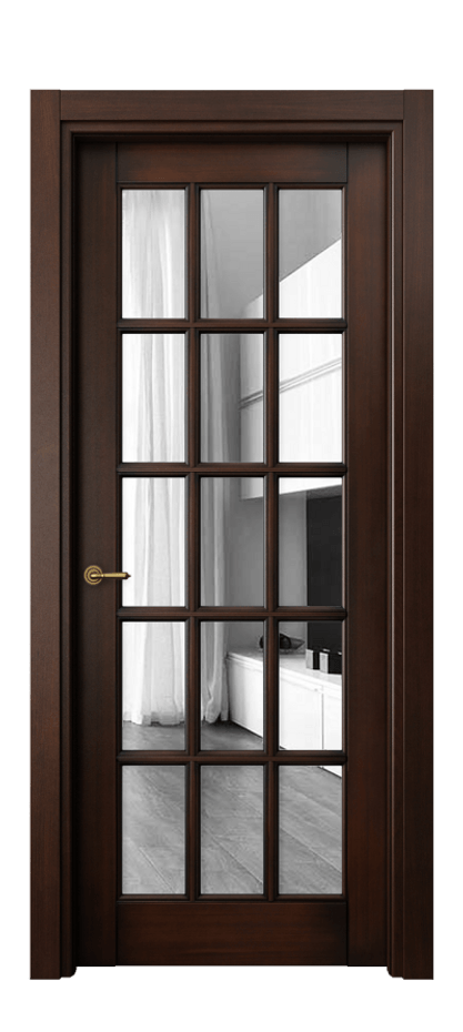 Межкомнатная дверь Toscana Grigliato 6311 Бук тёмный с патиной Двустороннее зеркало, триплекс, 6 мм Цена 102559 ₽ | Volhovec