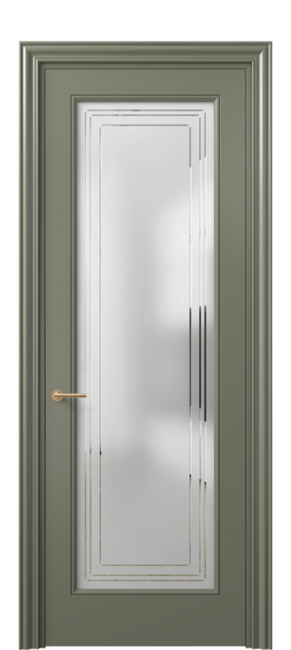 Дверь межкомнатная Mascot 8400 Матовый оливковый тёмный Сатинированное стекло с гравировкой "Грани", триплекс, 7 мм Фигурный наличник МОТ Цена 4040 AZE Наличники уже входят в базовый комплект. Фабрика дверей Волховец 8 (800) 551 43 19 Межкомнатная дверь Mascot 8400 Матовый оливковый тёмный Сатинированное стекло с гравировкой "Грани", триплекс, 7 мм Цена 4040 AZE | Volhovec