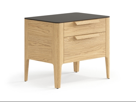 Мебель Тумба прикроватная Piega 2 ящика. Цвет Дуб соломенный матовый. Материал Массив дуба матовый. Коллекция Тумба прикроватная Piega 2 ящика. Картинка.