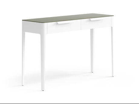 Мебель Консоль Piega 2 ящика. Цвет Матовый светло-серый. Материал Гладкая эмаль. Коллекция Консоль Piega 2 ящика. Картинка.