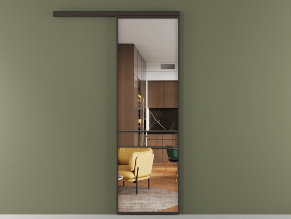 Перегородка Формато вдоль стены 1 створка АЛПР 040.02 Алюминий антрацит Прозрачное стекло "Кристал Вижн", калёное Цена 112480 ₽  | Volhovec