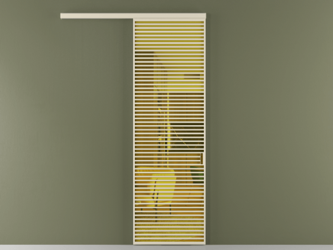 Перегородка Formato вдоль стены 1 створка АЛПР 040.07 Алюминий бежево-серый Прозрачное жёлтое стекло, триплекс Цена 219100 ₽  | Volhovec