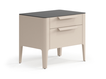 Мебель Тумба прикроватная Piega 2 ящика. Цвет Матовый бисквитный. Материал Гладкая эмаль. Коллекция Тумба прикроватная Piega 2 ящика. Картинка.