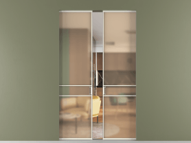 Алюминевая перегородка АЛПР 040.02 МЖМ САТ ОРАНЖ. Цвет Алюминий жемчужный. Материал Алюминий в эмали. Коллекция Перегородка Formato скрытый пенал двустворчатая. Картинка.