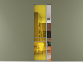 Алюминевая перегородка АЛПР 040.02 МНСР ПРОЗ ЖЕЛ. Цвет Алюминий нейтральный серый. Материал Алюминий в эмали. Коллекция Перегородка Formato скрытый пенал одностворчатая. Картинка.