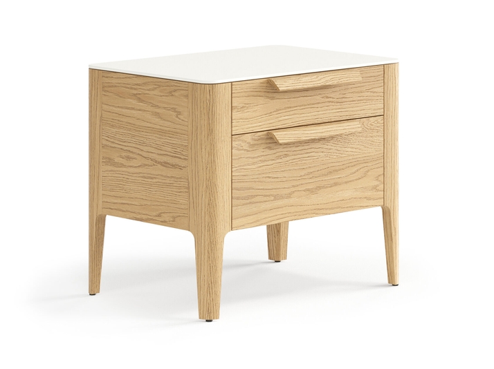 Мебель Тумба прикроватная Piega 2 ящика. Цвет Дуб соломенный матовый. Материал Массив дуба матовый. Коллекция Тумба прикроватная Piega 2 ящика. Картинка.