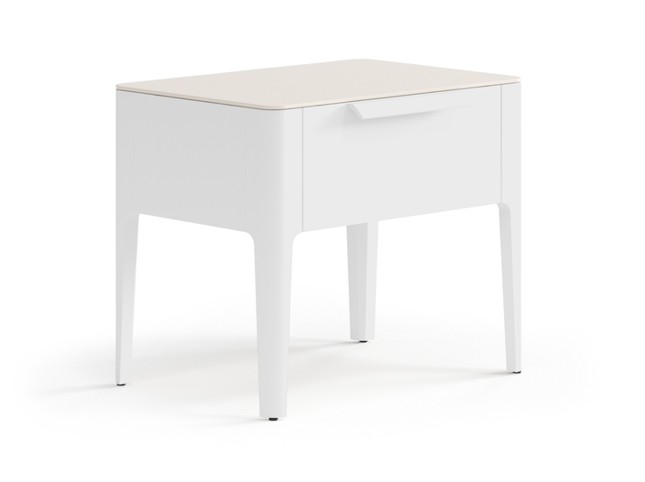 Мебель Тумба прикроватная Piega 1 ящик. Цвет Матовый светло-серый. Материал Гладкая эмаль. Коллекция Тумба прикроватная Piega 1 ящик. Картинка.