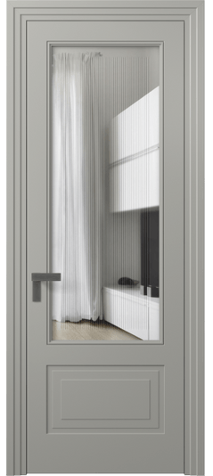 Дверь межкомнатная 8342 МНСР Прозрачное стекло с гравировкой Rocca. Цвет Матовый нейтральный серый. Материал Гладкая эмаль. Коллекция Rocca. Картинка.
