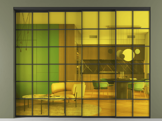 Алюминевая перегородка АЛПР 040.05_ЧРН_ПРОЗ ЖЕЛ_new. Цвет Алюминий Черный. Материал Алюминий. Коллекция Перегородка Formato внутри проёма 4 створки с синхронным механизмом. Фото. Алюминевая перегородка АЛПР 040.05_ЧРН_ПРОЗ ЖЕЛ_new. Цвет Алюминий Черный. Материал Алюминий. Коллекция Перегородка Formato внутри проёма 4 створки с синхронным механизмом. Картинка.