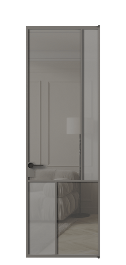 Межкомнатная дверь АЛПЛ041.21 АКЛС Серый сатин матовое + Серый прозрачное. Цвет Алюминий классический серый. Материал Алюминий в эмали. Коллекция Mosaic. Фото. Дверь межкомнатная АЛПЛ041.21 АКЛС Серый сатин матовое + Серый прозрачное. Цвет Алюминий классический серый. Материал Алюминий в эмали. Коллекция Mosaic. Картинка.