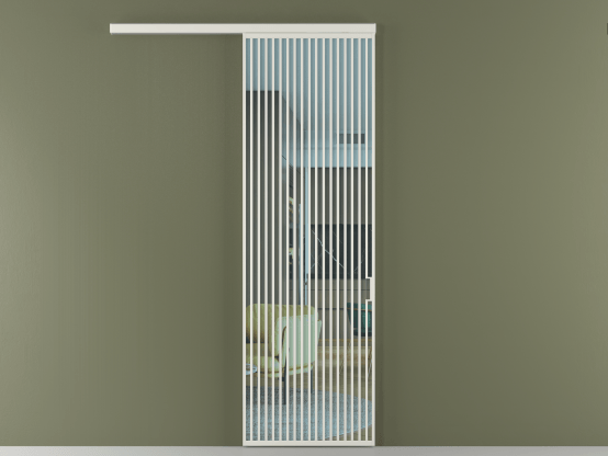 Алюминевая перегородка АЛПР 040.06_АСР_ПРОЗ ГОЛ_new. Цвет Алюминий серый. Материал Алюминий в эмали. Коллекция Перегородка Formato вдоль стены 1 створка. Картинка.