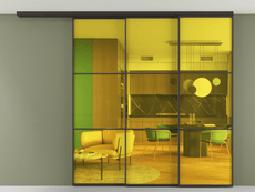 Перегородка Формато вдоль стены на потолок 3 створки с синхронным механизмом