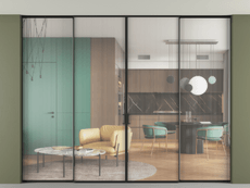 Перегородка Formato внутри проёма четырёхстворчатая со скрытым креплением в потолок
