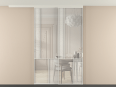 Перегородка Mosaic вдоль стены на потолок 2 створки с синхронным механизмом