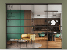 Перегородка Formato внутри проёма 4 створки с синхронным механизмом