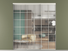 Перегородка Formato внутри проёма 3 створки с синхронным механизмом