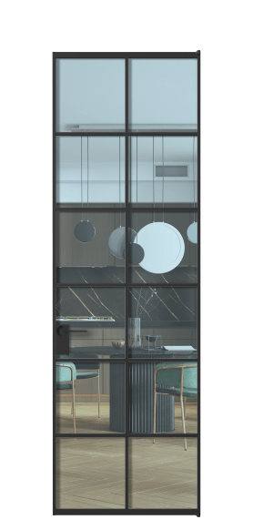 Дверь межкомнатная АЛПЛ040.05 ПРОЗ ГОЛ ЧЕР. Цвет Алюминий Черный. Материал Алюминий. Коллекция Формато. Картинка.